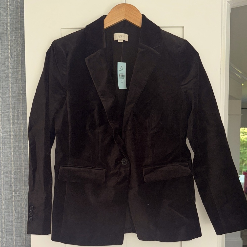 NWT LOFT Women's Elegant Black Velvet Blazer (8 petite)